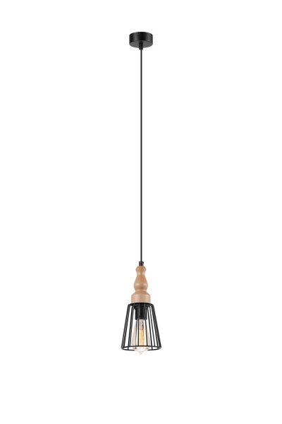 Pendelleuchte Schwarz Holz rund Esstisch Modern