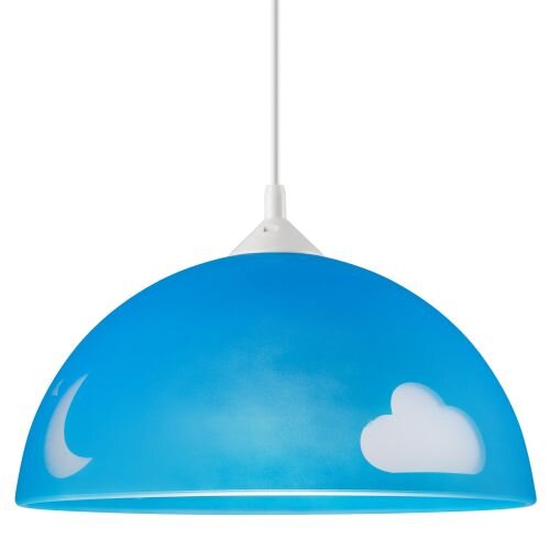 Pendelleuchte Glas Rund Blau Kind Junge farbenfroh