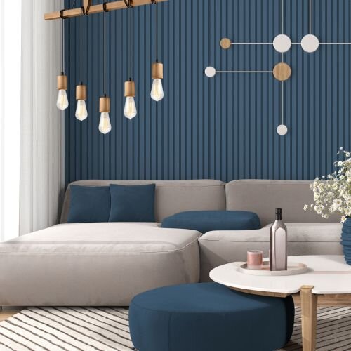 Pendellampe Holz 5-flmg lang Esstisch vielseitig
