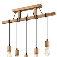Pendellampe Holz 5-flmg lang Esstisch vielseitig