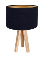 Tischleuchte Blau Dunkelblau Gold Holz 46cm Retro