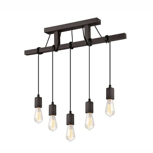 Braun Pendelleuchte Holz 5-flmg lang Esstisch