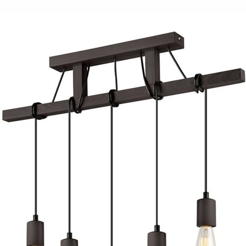 Braun Pendelleuchte Holz 5-flmg lang Esstisch