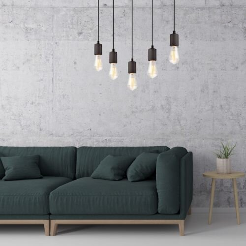 Braun Pendelleuchte Holz 5-flmg lang Esstisch