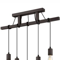 Braun Pendelleuchte Holz 5-flmg lang Esstisch