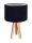 Tischlampe Holz Dunkelblau Silber Dreibein 46cm Retro