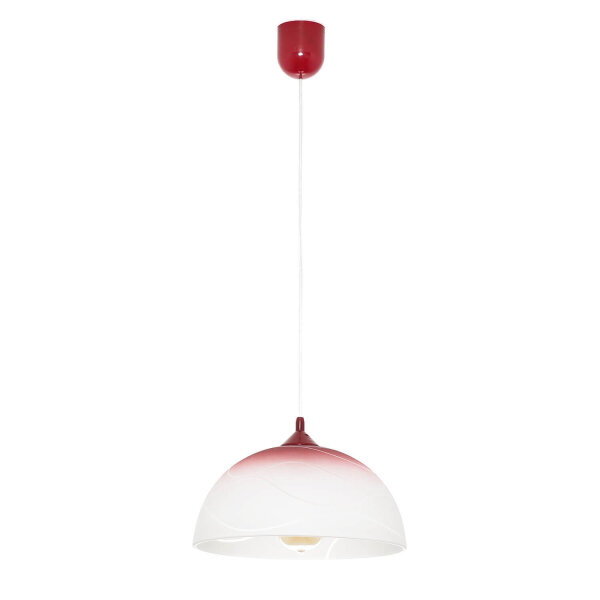 Pendelleuchte Glas Rot Weiß rund Retro Küche Esstisch