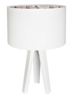 Tischleuchte SOWA Wei&szlig; Rosa Holz 46cm Dreibein Retro