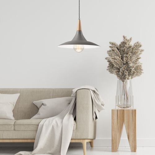 Pendelleuchte Farbig Grau Holz rund Retro Esszimmer