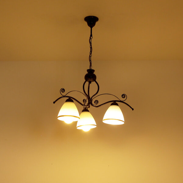 Shabby Schwarz Pendelleuchte 3-flmg Jugendstil