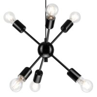 Hängelampe Esstischleuchte Schwarz Metall 6-flmg