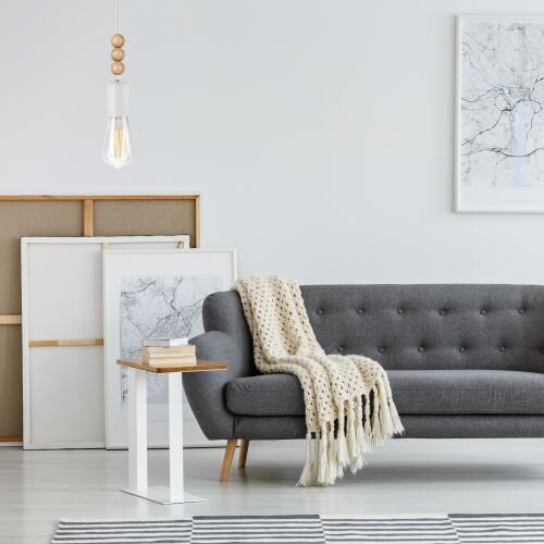Weiße Hängeleuchte Holz rund Modern Esstisch