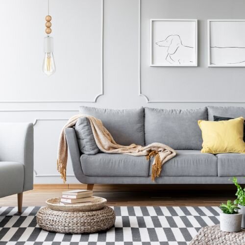 Weiße Hängeleuchte Holz rund Modern Esstisch