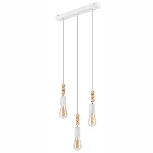 Hängelampe Weiß Holz lang Esstisch Modern 3-flmg