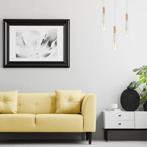 Hängelampe Weiß Holz lang Esstisch Modern 3-flmg