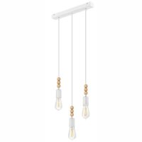 H&auml;ngelampe Wei&szlig; Holz lang Esstisch Modern 3-flmg