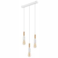 Hängelampe Weiß Holz lang Esstisch Modern 3-flmg