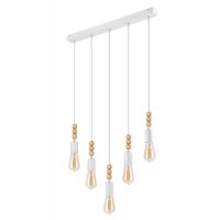 Weiß Pendelleuchte Holz 5xE27 lang Modern Esstisch