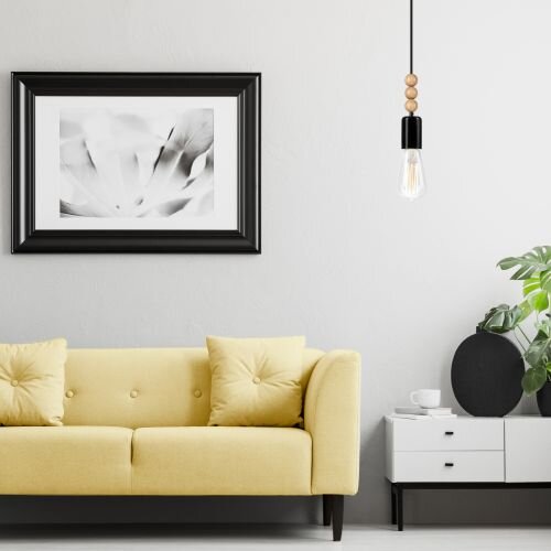 Hängelampe Esstisch Schwarz Holz Wohnzimmer Licht