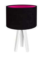 Tischlampe Wei&szlig; Schwarz Pink Holz Dreibein 46cm Retro