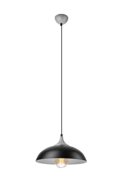 Retro Hängeleuchte in Schwarz Silber rund Esstisch