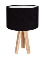 Tischleuchte Schwarz Wei&szlig; Holz Dreibein 46cm Retro
