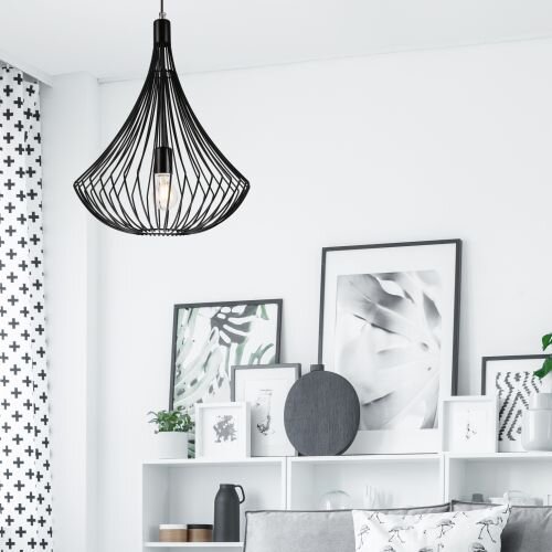 Design Pendelleuchte Schwarz Metall Hängelampe