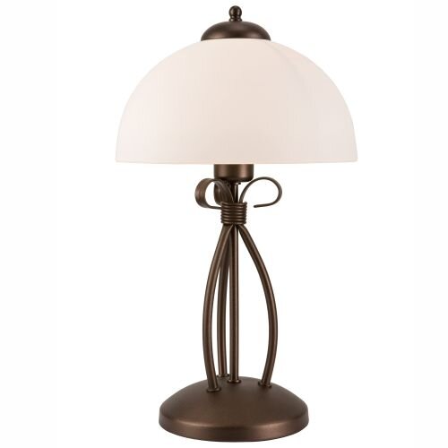 Tischlampe Braun Metall rund Rustikal Leuchte