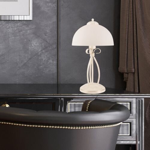 Tischleuchte Weiß 43cm Metall rund Rustikal LIRLIN