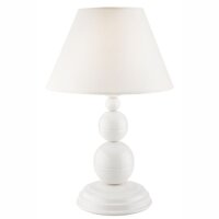 Tischlampe MADISYN Wei&szlig; Stoff H:38cm rund Landhaus