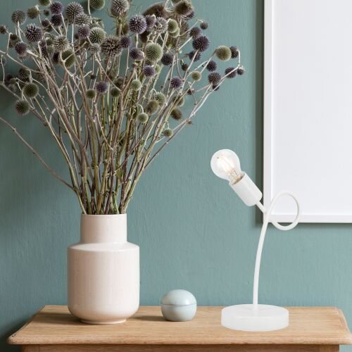 Tischlampe Metall Beleuchtung Weiß Modern H:32cm