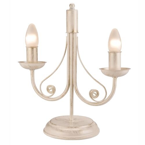 Tischlampe Shabby Weiß Metall H:36cm Rustikal