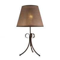 Tischlampe Stoffschirm Braun Landhaus rund Lampe