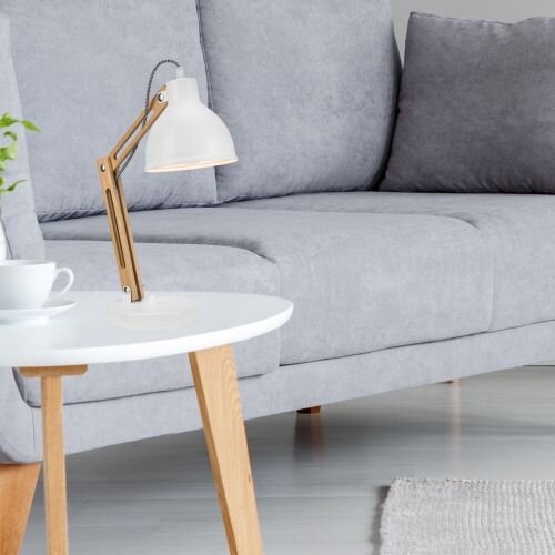 Schreibtischlampe moderne Arbeitsleuchte Holz 44cm