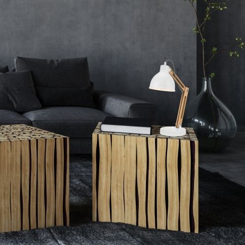 Schreibtischlampe moderne Arbeitsleuchte Holz 44cm