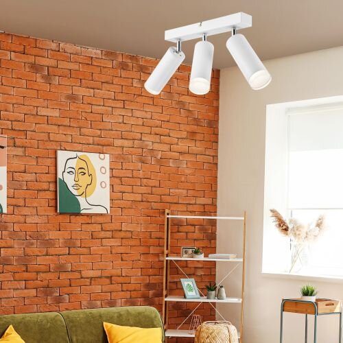 Weißer Deckenstrahler Aluminium 3-flmg Modern