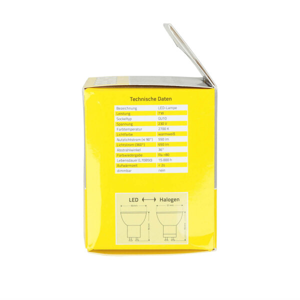 LED Leuchtmittel GU10 7 Watt 2700 K 550 lm Strahler - LM050