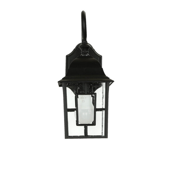 Wandlaterne außen Schwarz E27 H: 37 cm Aluminium Glas