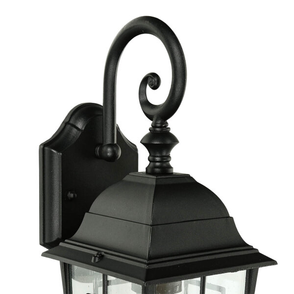 Wandlaterne außen Schwarz E27 H: 37 cm Aluminium Glas