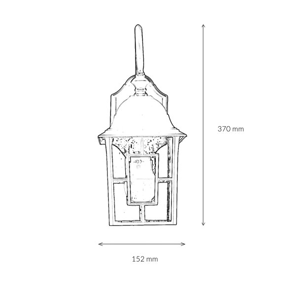 Wandlaterne außen Schwarz E27 H: 37 cm Aluminium Glas