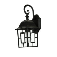 Wandlaterne außen Schwarz E27 H: 37 cm Aluminium Glas