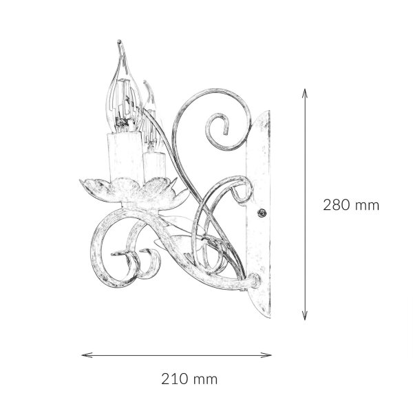 Wandleuchte Weiß 2-flmg floral