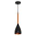 Schlanke H&auml;ngelampe Schwarz Metall Holz &Oslash;11cm MUZA