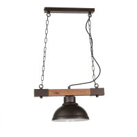 HAKON Lampe h&auml;ngend Echt Holz Braun Metall Vintage