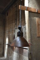 Industrie H&auml;ngelampe Braun schwenkbar Handarbeit