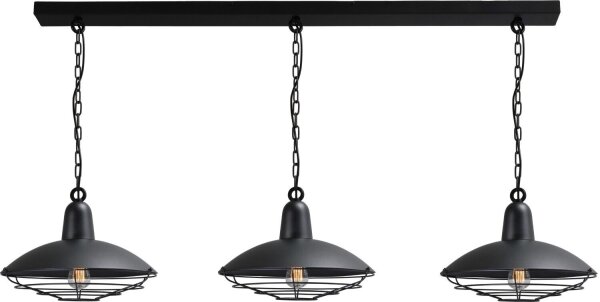 Pendelleuchte 3-flammig Schwarz Loft Design